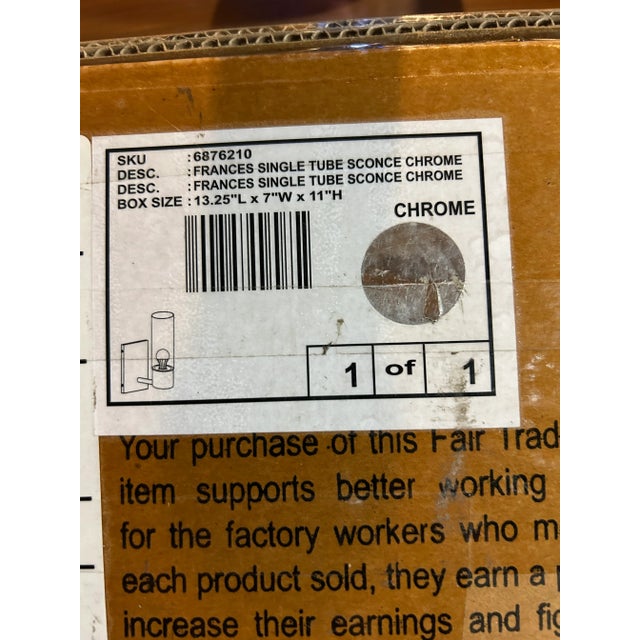 Contemporary Pottery Barn Chrome "Frances" Bathroom Sconce , Single Tube in Unopened Box. For Sale - Image 3 of 5