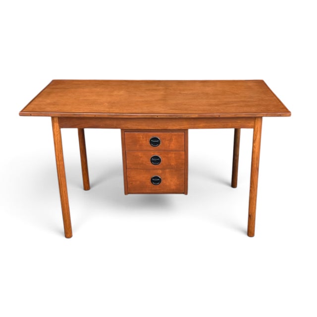 1960s Restored Danish Modern Writing Desk With Sliding Cabinet & Tapered Legs For Sale - Image 5 of 17