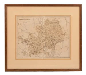 Mid 19th Century James S. Virtue, London Hand-Colored and Engraved Map of Hertfordshire