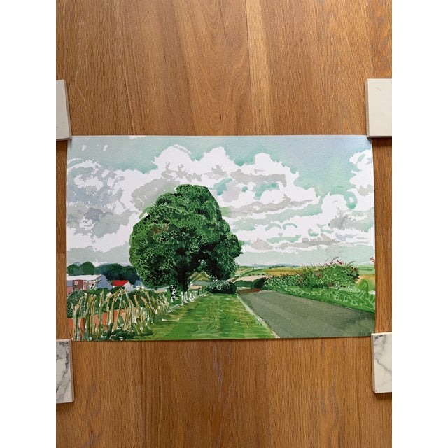 David Hockney, Road and Trees Near Wetwang, Copyright David Hockney, Printed in UK Reproduction For Sale - Image 16 of 16