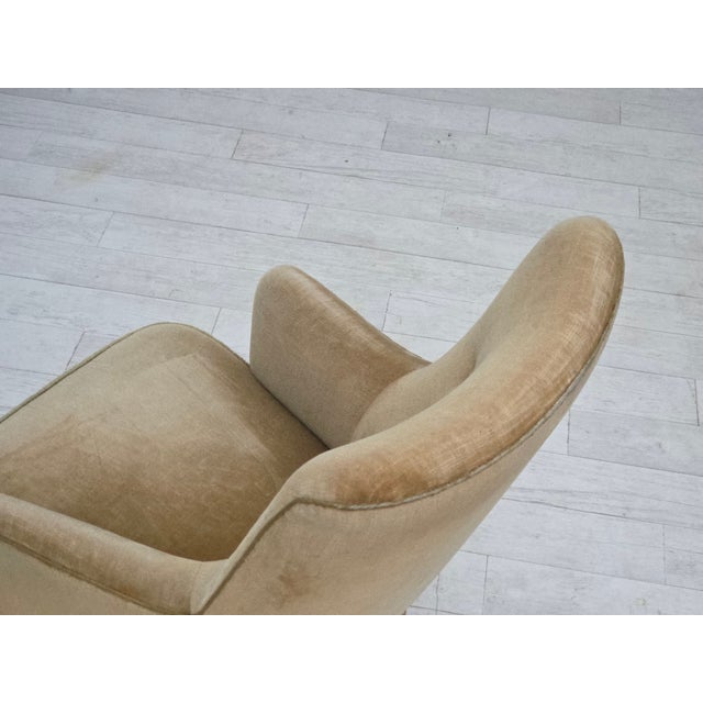Danish Armchair in Light Green Furniture Velour, 1970s For Sale - Image 16 of 17