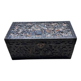 Cedar Lined Hand-Carved Camphor Chest For Sale
