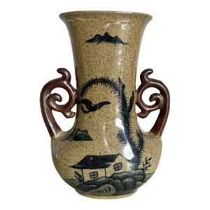 Vintage Chinese Stoneware Ceramic Vase