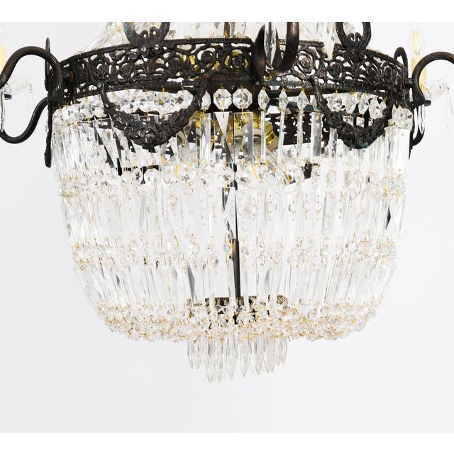 Glass Antique Louis Revival Cut Crystal 14-Light Ballroom Chandeliers, 1920s, Set of 6 For Sale - Image 7 of 18