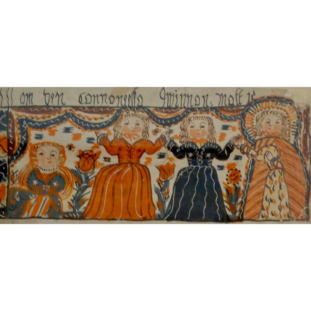 Early 19th-Century Swedish Figural Bonad Folk Art Painting Hand Painted For Sale - Image 6 of 8