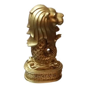 Merlion Mascot of Singapore Gold Tone Resin Figurine.