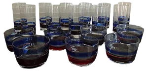 Water Glasses and Bowls Set by Fulvio Bianconi, 1960s, Set of 18