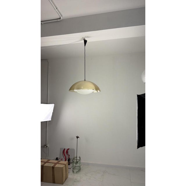 Plastic Large Space Age UFO Pendant Lamp from Stil-Luce, 1970s For Sale - Image 7 of 9