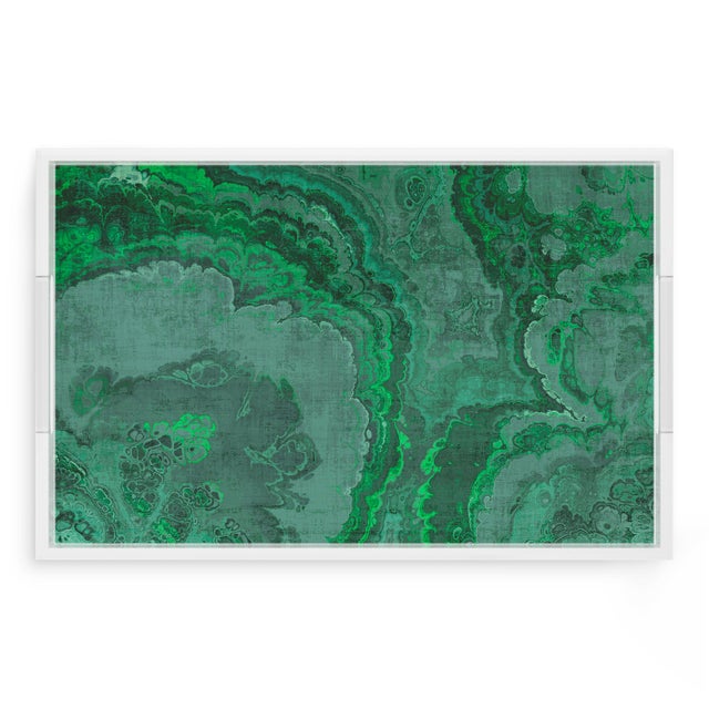 Agate Malachite Acrylic Rectangle Decorative Tray, Small For Sale - Image 9 of 9