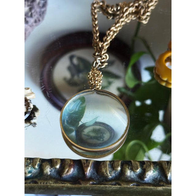 Vintage Accessocraft n.y.c. Gold Tone Lorgnette Magnifier Pendant Necklace For Sale - Image 4 of 14