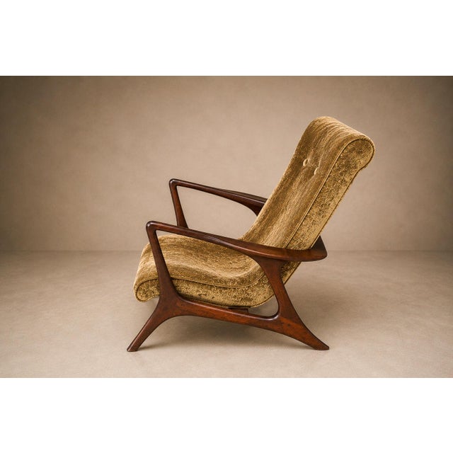 Vladimir Kagan Lounge Chair in Brazilian Rosewood & Velvet, Brazil, 1958 For Sale - Image 15 of 18