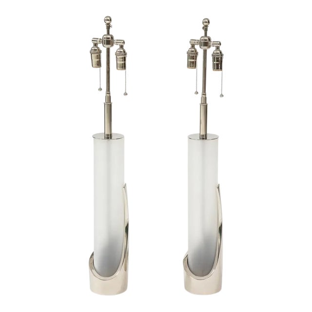 1970s Frosted Glass and Chrome Lamps by Laurel Lamp Company - a Pair For Sale