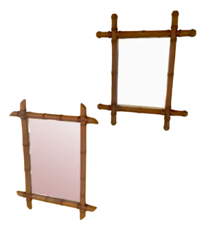 Small Vintage Faux Bamboo Mirrors in Glass, 1920, Set of 2