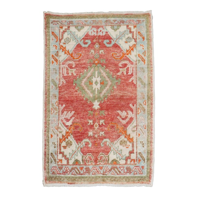Vintage Red Small Medallion Oushak - 2'7" x 3'11" For Sale
