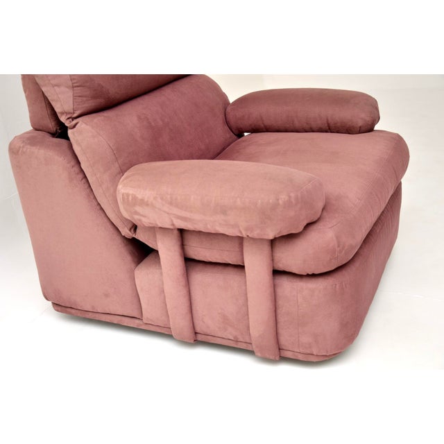 Animal Skin Vintage Lilac Suede Lounge Armchair, 1970s For Sale - Image 7 of 8