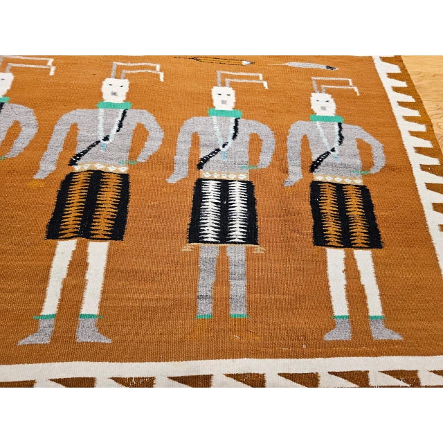 Vintage Native American Yei Rug, Handwoven Wool, Navajo Deity Pictorial Pattern, 3x5 For Sale - Image 11 of 13
