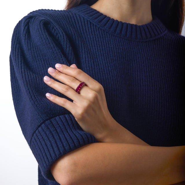 Gia 11.00 Carat Burma Ruby 18k White Gold Eternity Band, Size 7 For Sale In Los Angeles - Image 6 of 7