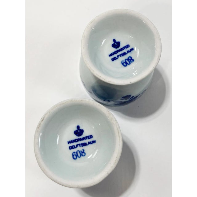 Mid 20th Century Vintage Delft Porcelain Egg Cup Pair For Sale - Image 5 of 5
