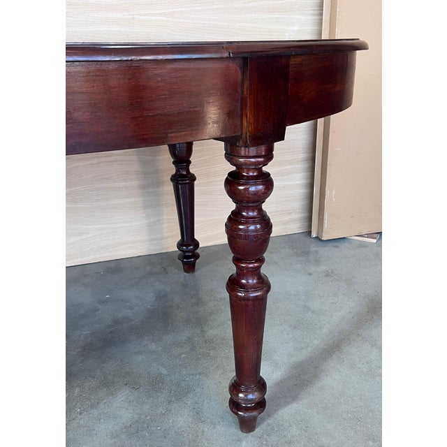 Wood Antique Spanish Oval Round Dining Table with Four Legs For Sale - Image 7 of 18