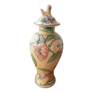 Vintage "Dynasty" Hand Painted Porcelain Vase With Floral Pattern, Made in Macao