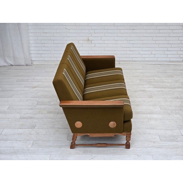 Danish 3-Seater Sofa in Furniture Wool and Oak Wood, 1970s For Sale - Image 10 of 17