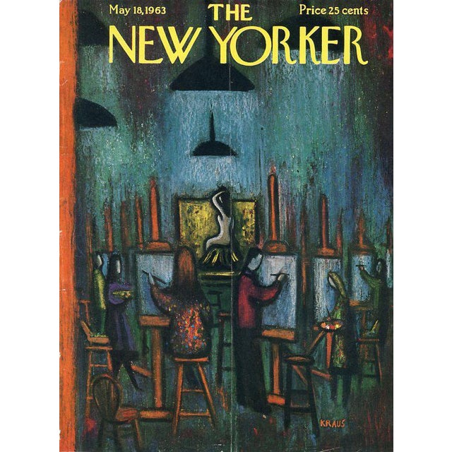 Original early New Yorker magazine cover dated May 18, 1963 featuring an Artist theme. Based on an illustration by Robert...