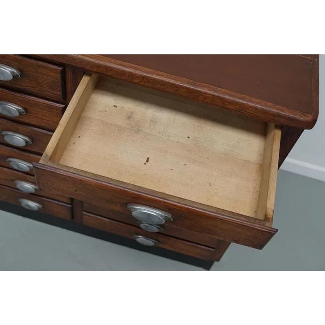 Vintage French Oak and Fabric Store Apothecary Cabinet, 1950s For Sale - Image 16 of 18