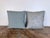 Stone Gray Fortuny Cotton Damask Throw Pillows, Venetian Floral Motif, Aqua & Silver Pair For Sale - Image 8 of 10