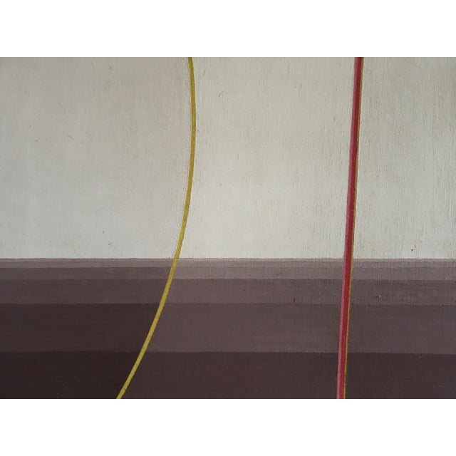 Taupe 1971 Modernist 'Clocks & Chimes' Vintage Swedish Abstract Oil Painting, Framed For Sale - Image 8 of 12