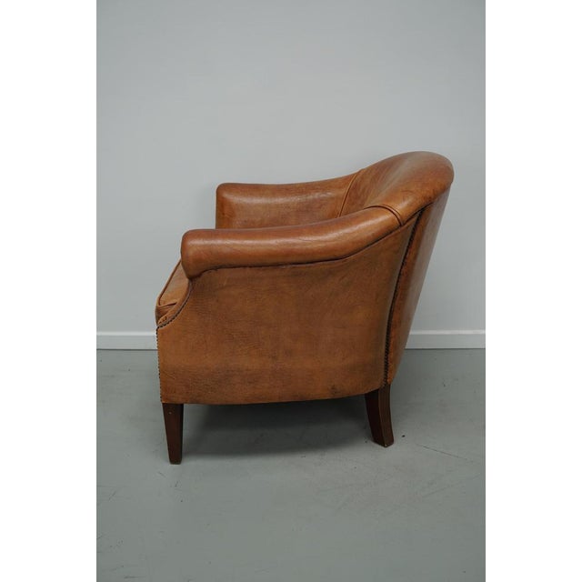 Vintage Dutch Cognac Colored Leather Club Chair For Sale - Image 15 of 16