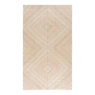 Vintage Turkish Cream Jajim Kilim Area Rug 6'8 X 12'2 For Sale