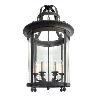 Large Louis XVI Style Bronze and Iron 6-Light Hanging Lantern For Sale