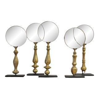 Collection of Five 19th Century English Brass Magnifying Glass on Steel Mounts For Sale