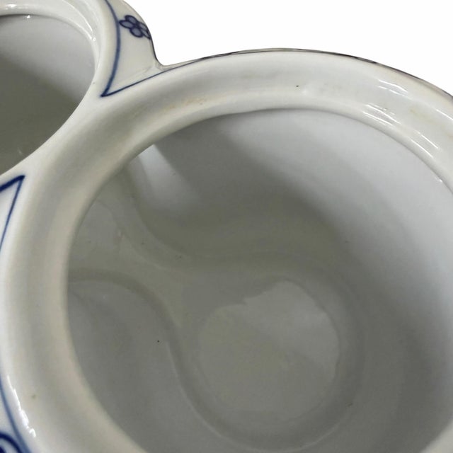 Vintage 1990s Blue and White Double Planter For Sale - Image 6 of 7