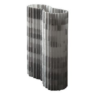 Stripes B1 Decorative Vase in Honed Striato Olimpico Marble by Bufalini Marmi For Sale