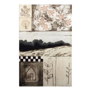 1990s Mary Calkins "Greenfields I" Hand Signed Numbered Art Print Etching For Sale