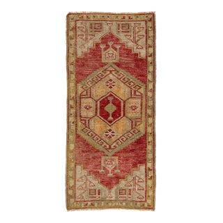 Red Vintage Turkish Anatolian Handmade Geometric Designed Wool Rug For Sale