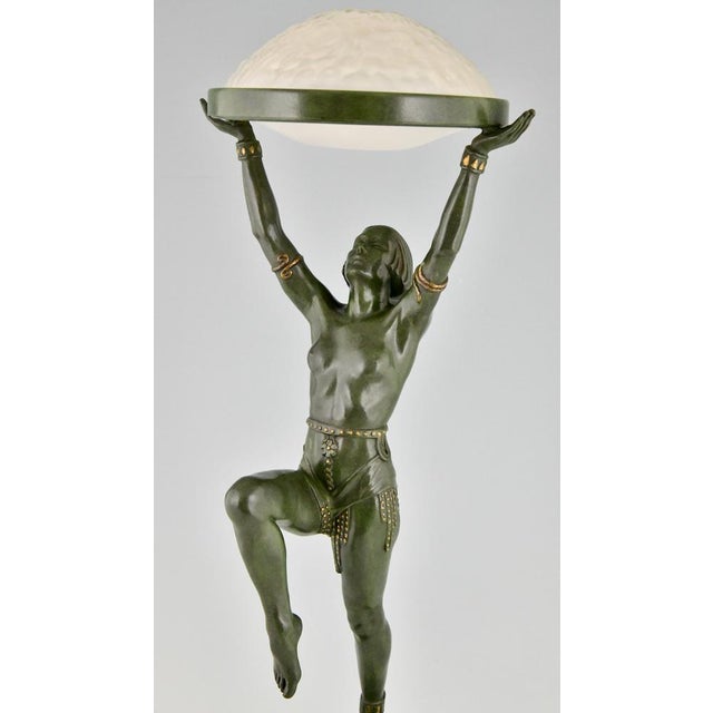Art Deco Lamp with Dancer by Max Le Verrier, 1930s For Sale - Image 11 of 12