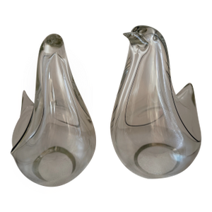 1970s Murano Handblown Glass Birds Signed Des L. Seguro Meaning the Famous Livio