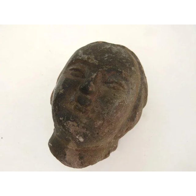 Traditional Vintage Red Sand Stone Asian Carved Fragment For Sale - Image 3 of 6