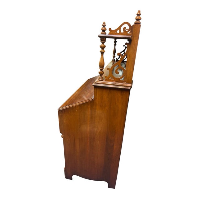 Davis Cabinet Company 1950 Davis Company Lillian Russel Black Walnut Drop Down Desk For Sale - Image 4 of 11