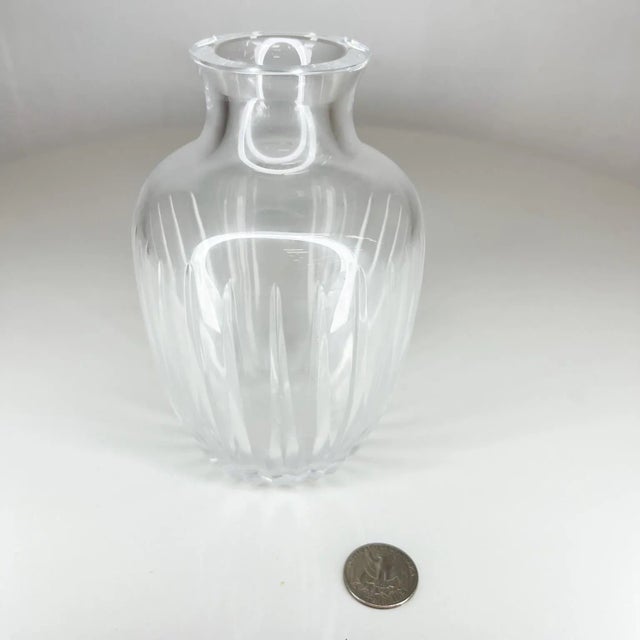 1980s Postmodern Petite Vase Sculptural Glass Clean Lines Ribbed Design For Sale - Image 4 of 9