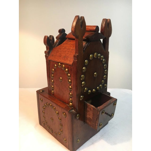 Mid 19th Century 19th Century Folk Art Wooden and Brass Pocket Watch Holder For Sale - Image 5 of 12