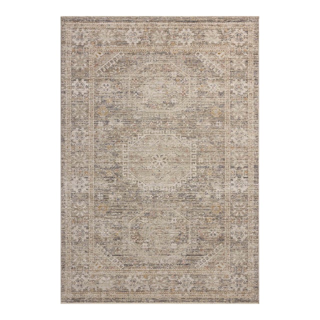 Chris Loves Julia x Loloi Ida Taupe / Multi 18" x 18" Sample Rug For Sale