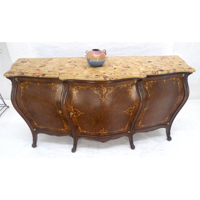 Very Fine Extra Large French Inlaid Bombe 3 Doors Dresser Fitted Drawers MINT For Sale - Image 14 of 18