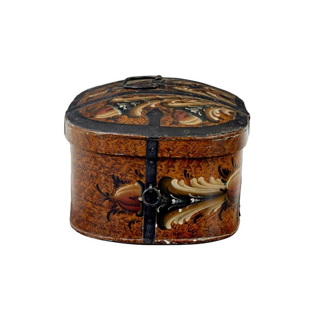 Antique Scandinavian Folk Art Hand Painted Box, 1860 For Sale - Image 3 of 7