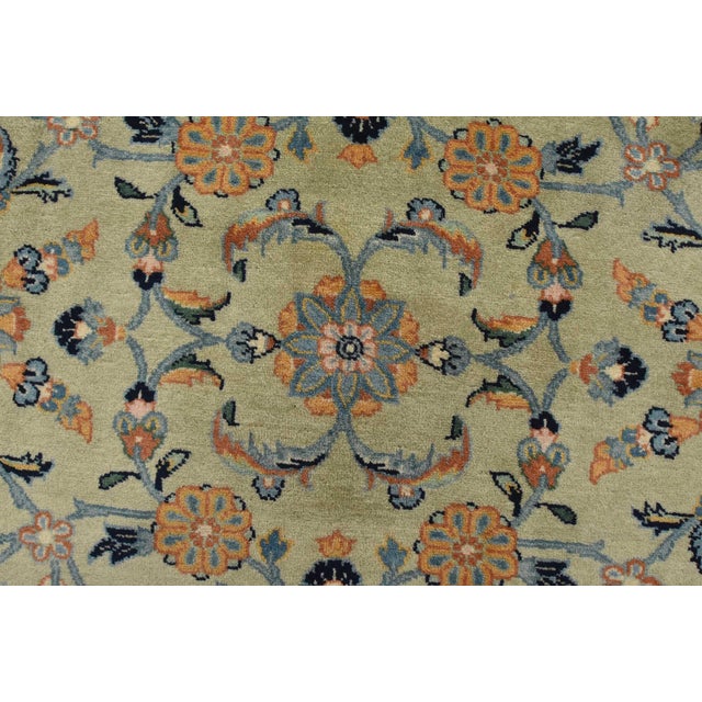 Blue Fine Kashan Rug 9’9” X 12’5” Blue Wool Vintage Hand-Knotted Carpet For Sale - Image 8 of 15