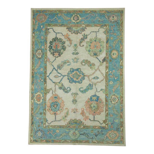 Turkish Oushak Rug 5'1" x 7'3" #17209 For Sale