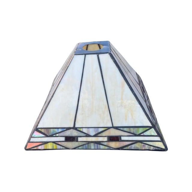 Large Square Stained Glass Lamp Shade For Sale - Image 4 of 6
