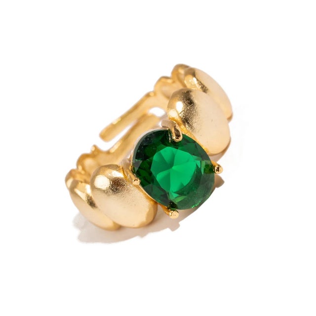 Contemporary Emerald Aura Gold Adjustable Ring, Size 4 For Sale - Image 3 of 6